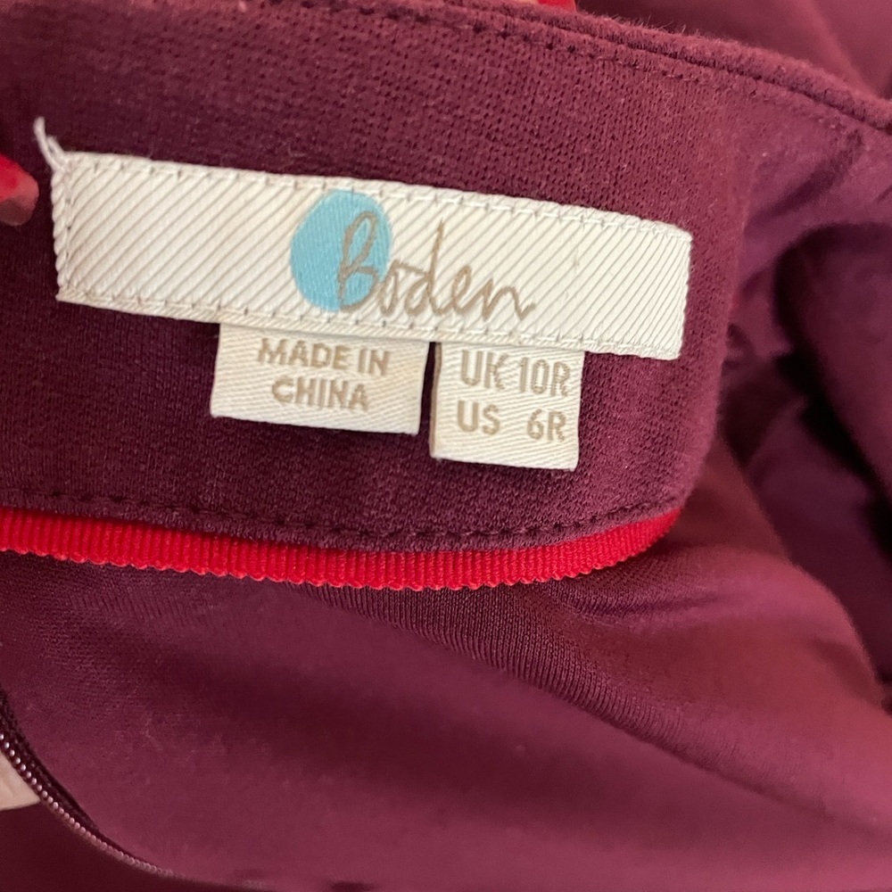 Boden Deep Red Long Sleeve Dress - Picture 4 of 13
